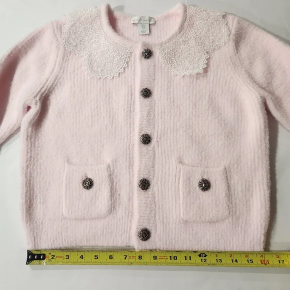 House Of Harlow 1960 Soft Pink Cardigan With Lace Collar - Picture 5 of 16